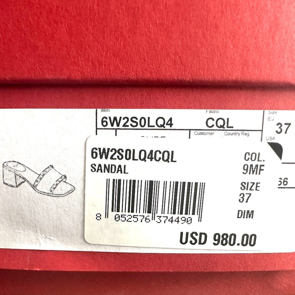 Valentino County Rockstud Slide Sandals Embroidered Mules Heels Shoes - Picture 16 of 16